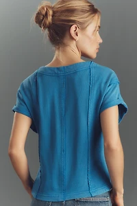 Pilcro Short-Sleeve Seamed Sweatshirt