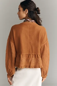 Pilcro Long-Sleeve Crop Babydoll Top