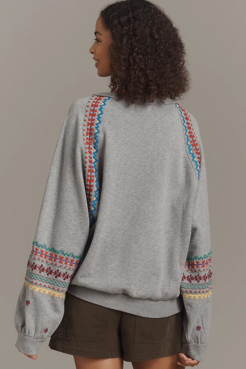 Pilcro Embroidered Pullover Sweatshirt
