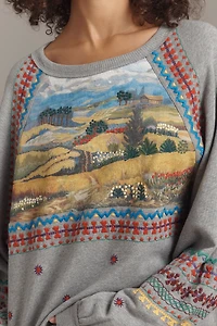 Pilcro Embroidered Pullover Sweatshirt