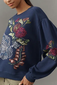By Anthropologie Floral Embroidered Sweatshirt