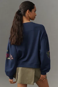 By Anthropologie Floral Embroidered Sweatshirt