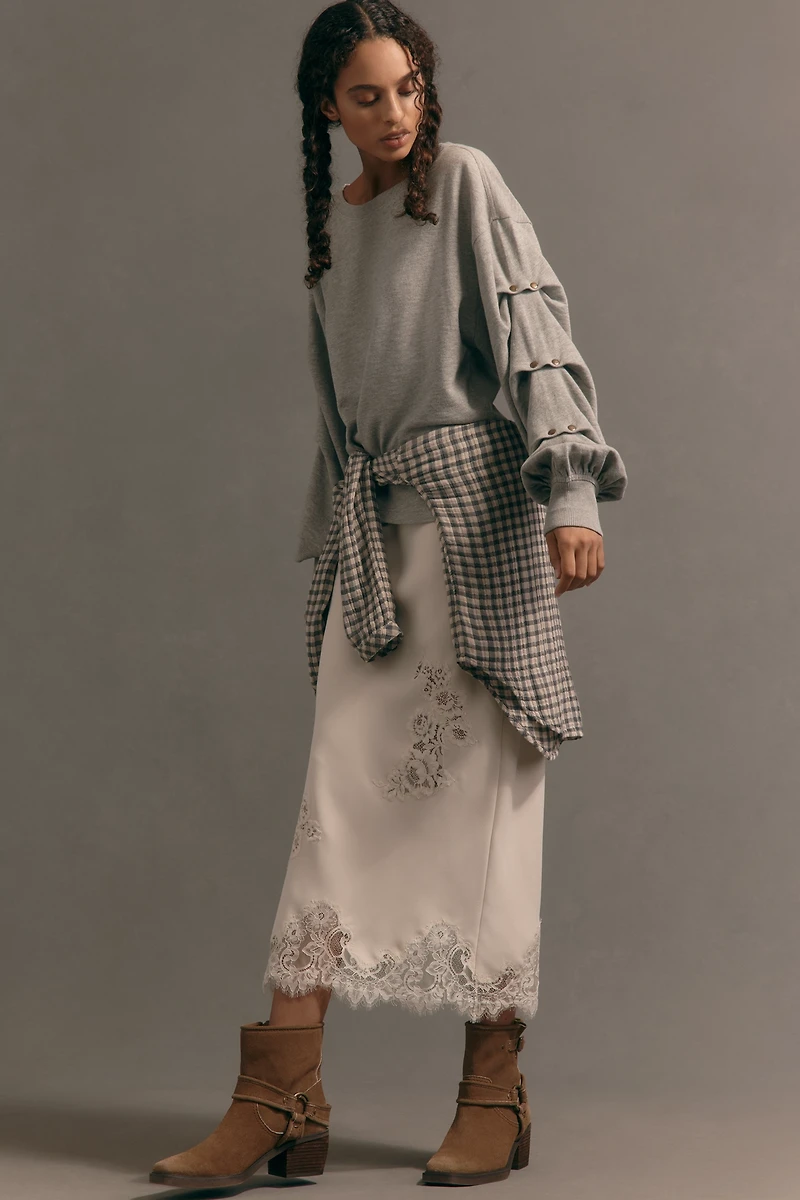 Pilcro Tucked-Sleeve Pullover