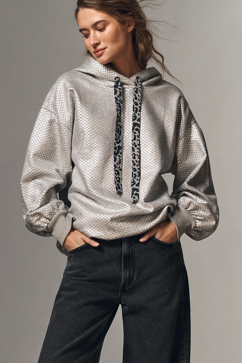 Pilcro Foiled Sequin Hooded Sweatshirt