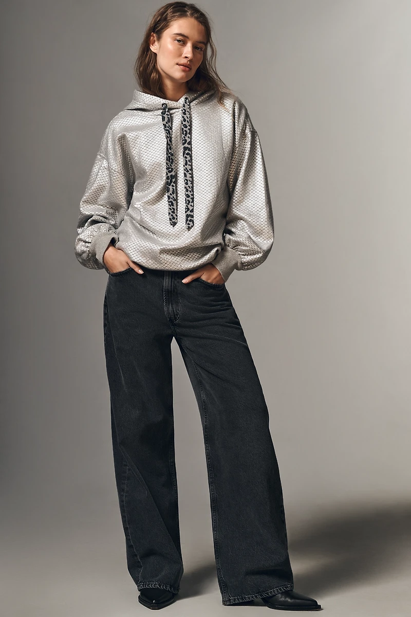 Pilcro Foiled Sequin Hooded Sweatshirt