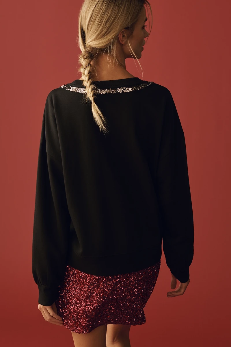 Maeve Embellished Bow Sweatshirt