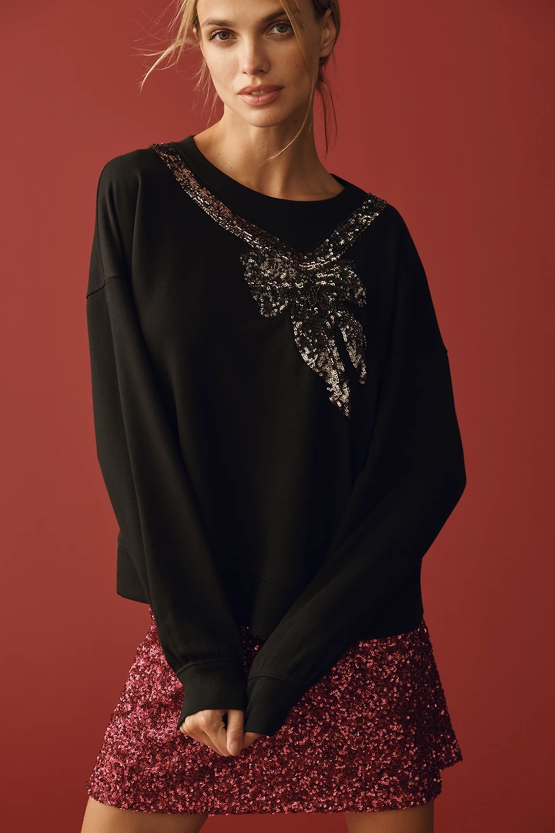 Maeve Embellished Bow Sweatshirt