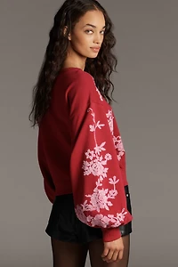 By Anthropologie Embroidered Chenille Sweatshirt