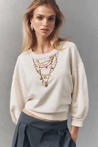 Maeve Bubble Sleeve Crop Cotton Sweater