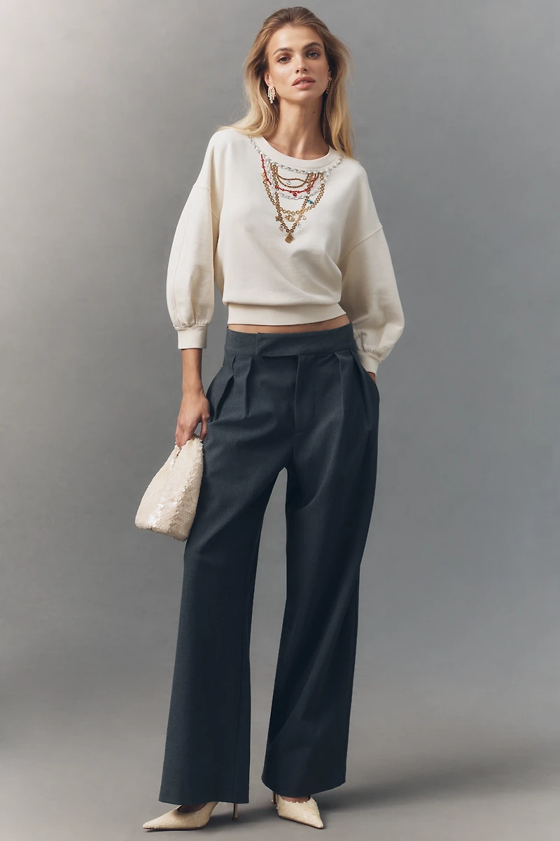 Maeve Bubble Sleeve Crop Cotton Sweater