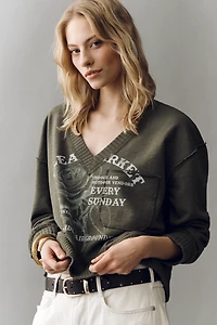 Pilcro V-Neck Graphic Sweatshirt