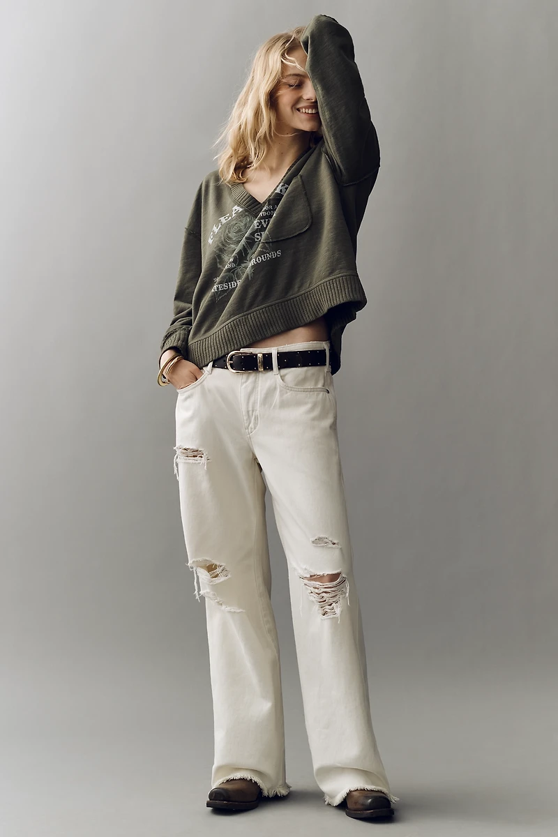 Pilcro V-Neck Graphic Sweatshirt