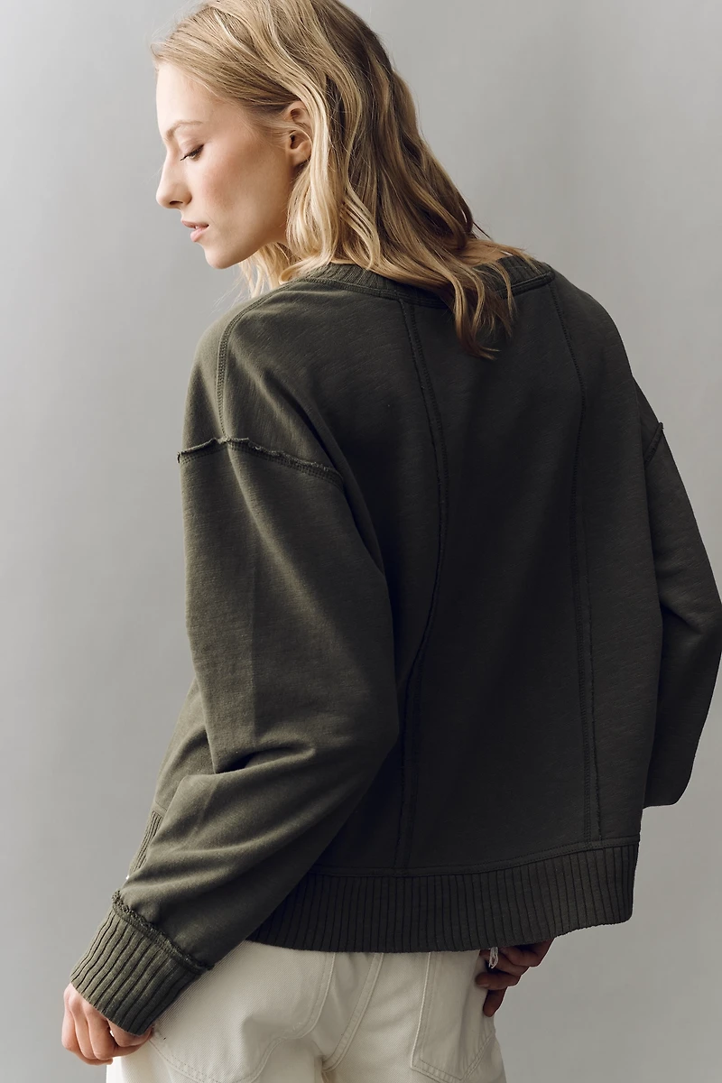 Pilcro V-Neck Graphic Sweatshirt