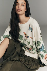 By Anthropologie Secret Garden Long-Sleeve Crew-Neck Sweater