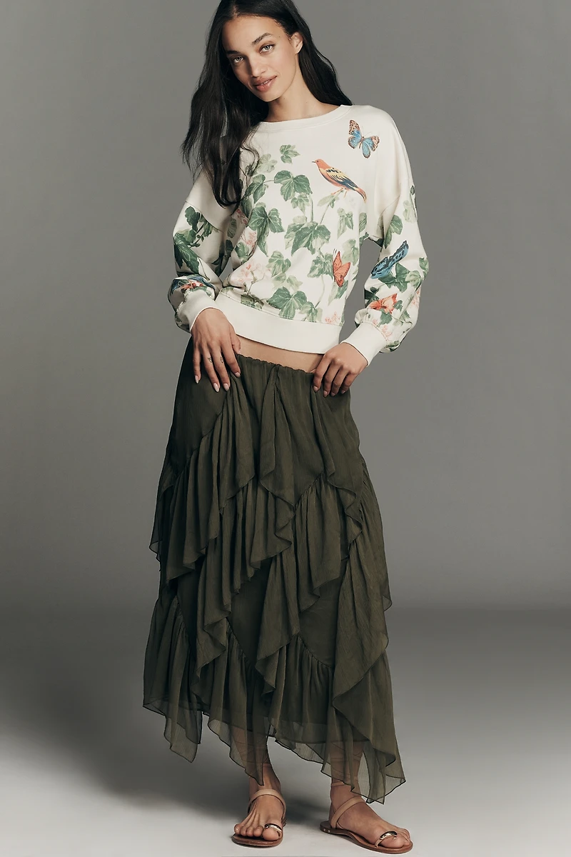 By Anthropologie Secret Garden Long-Sleeve Crew-Neck Sweater