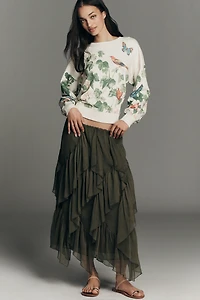 By Anthropologie Secret Garden Long-Sleeve Crew-Neck Sweater