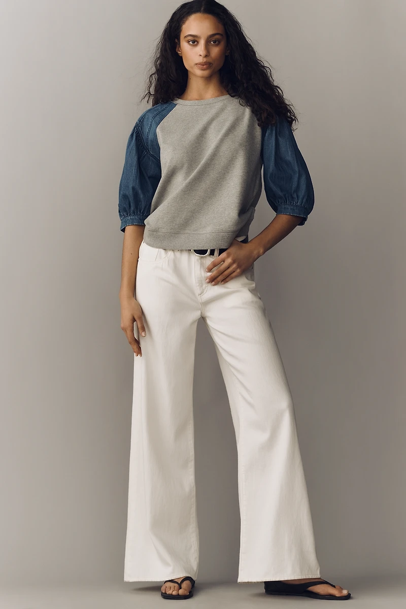 Pilcro Cotton Reworked Puff-Sleeve Sweatshirt