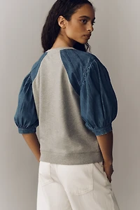 Pilcro Cotton Reworked Puff-Sleeve Sweatshirt