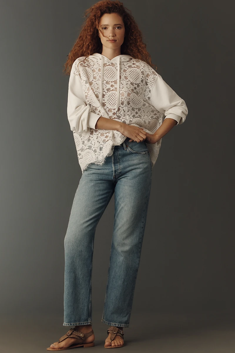 By Anthropologie Relaxed Lace Hoodie