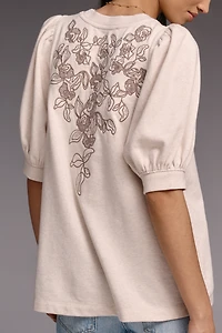 Maeve Embroidered Half-Sleeve Swing Sweatshirt