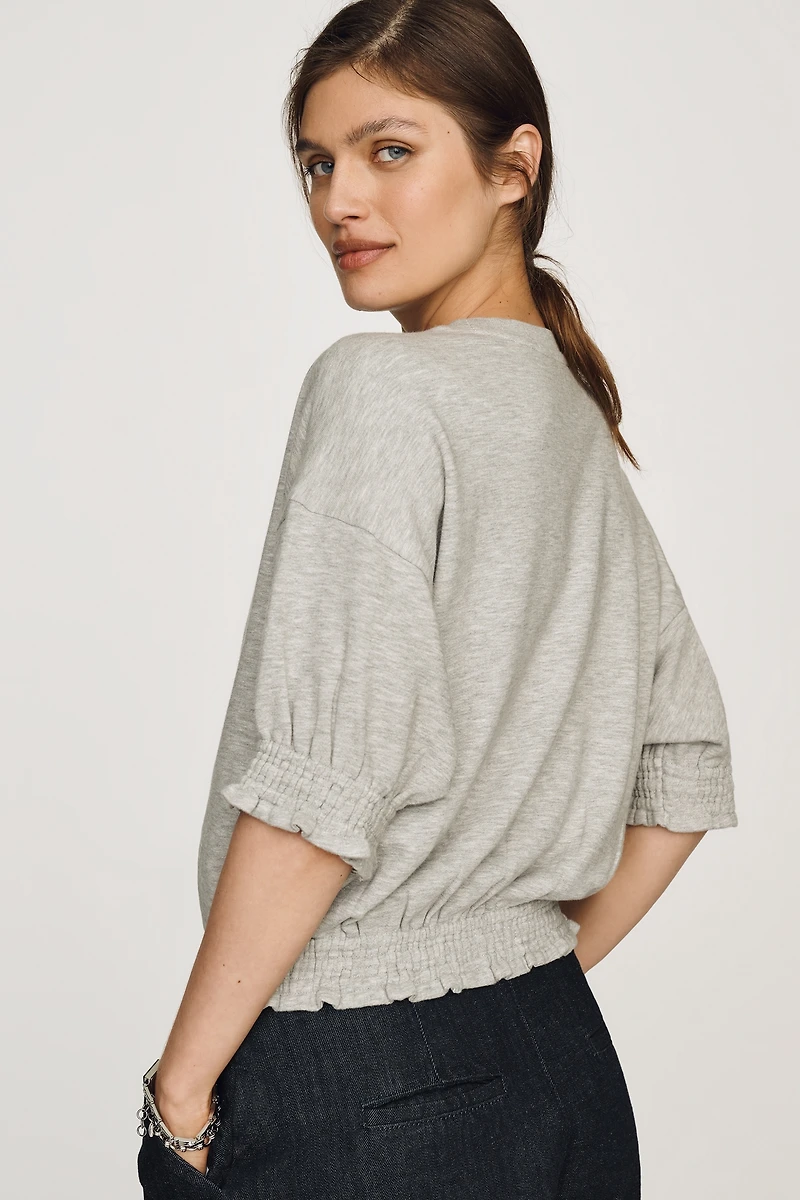 Maeve Short-Sleeve Bubble Sweatshirt