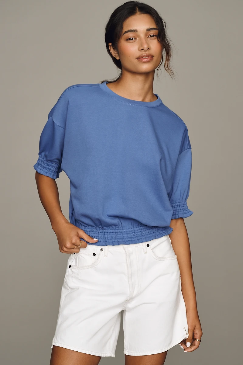 Maeve Short-Sleeve Bubble Sweatshirt