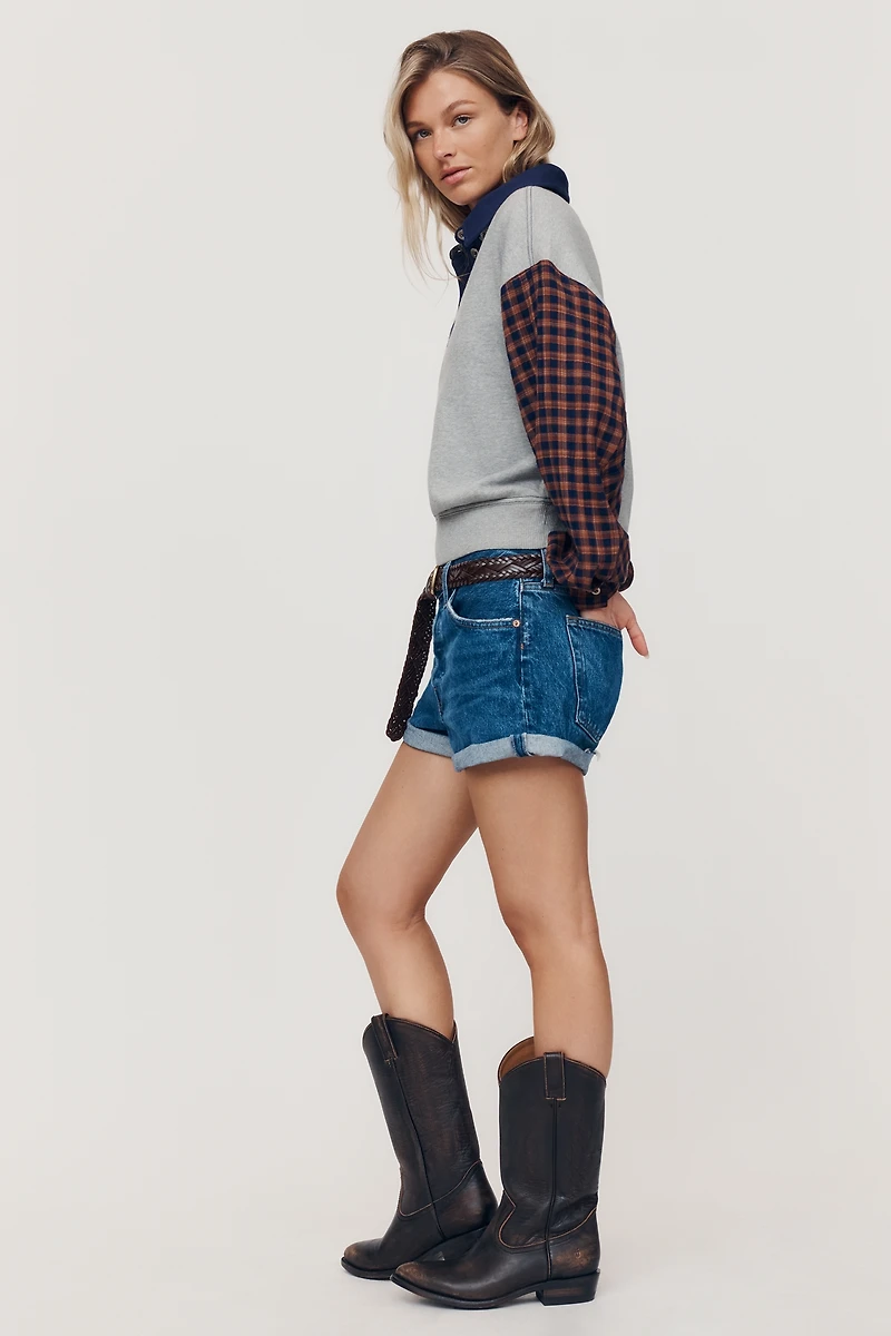Pilcro 100% Cotton Mixed Knit Pullover
