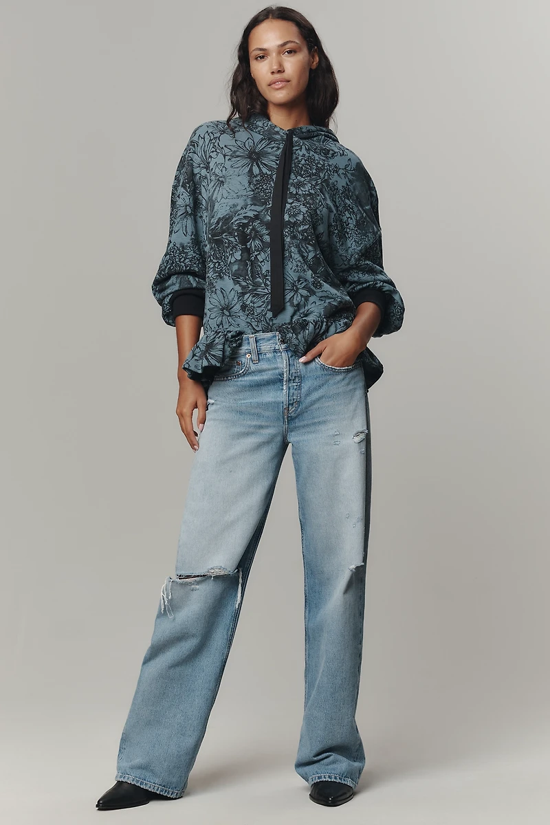 Pilcro Drop-Shoulder Flounce Hoodie