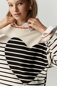 Maeve Crop Striped Sweatshirt