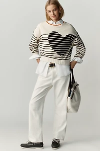 Maeve Crop Striped Sweatshirt