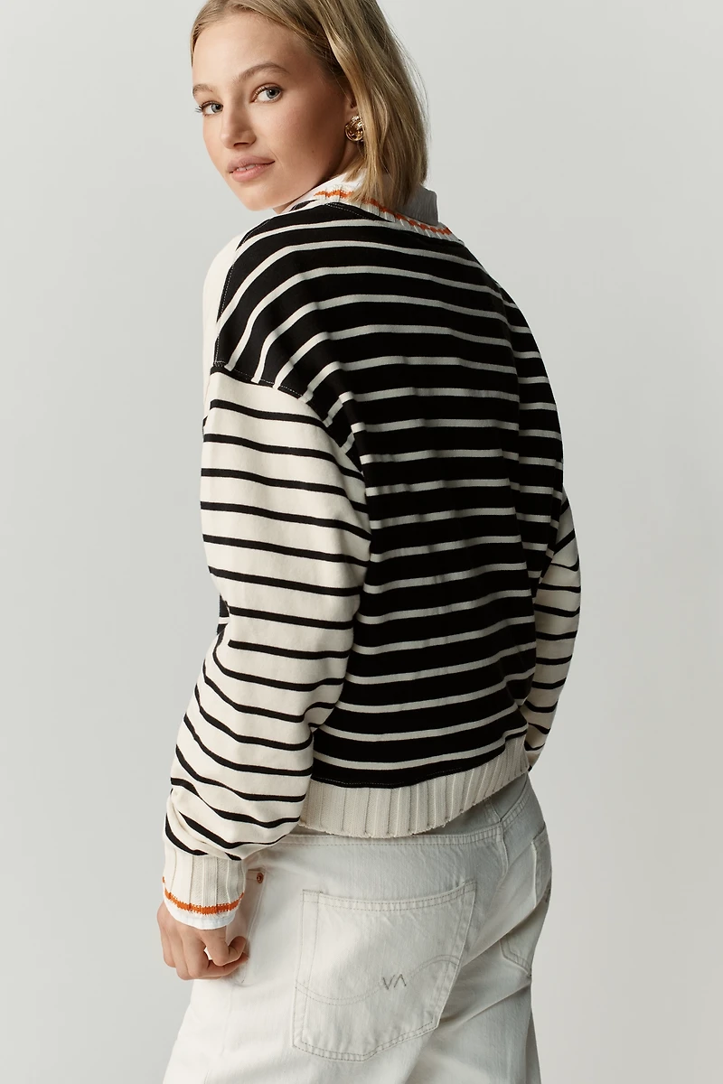 Maeve Crop Striped Sweatshirt