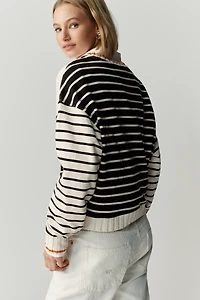 Maeve Crop Striped Sweatshirt