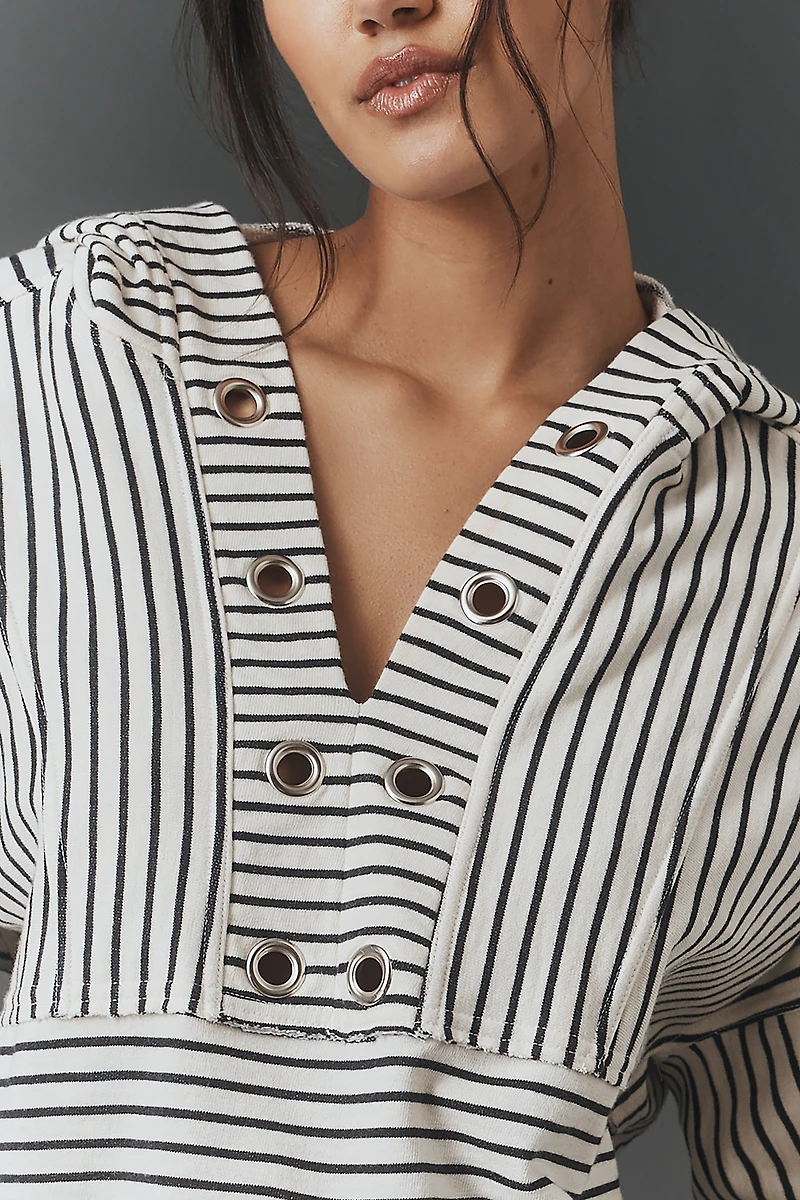 Pilcro Cotton Grommet Hooded Sweatshirt