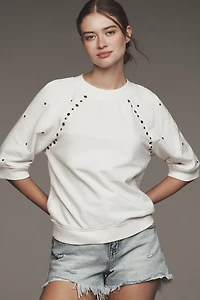 By Anthropologie Short-Sleeve Grommet Sweatshirt
