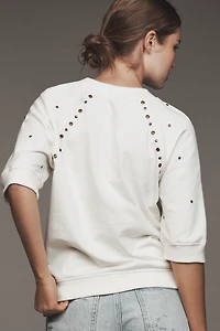 By Anthropologie Short-Sleeve Grommet Sweatshirt