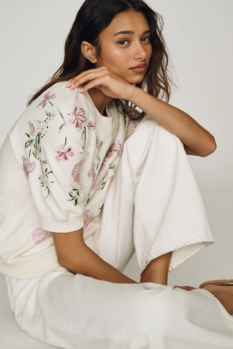 By Anthropologie Cotton Floral Sweatshirt