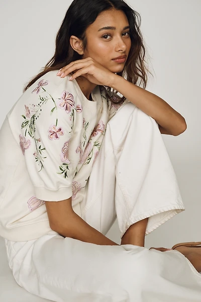 By Anthropologie Cotton Floral Sweatshirt