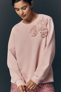 Maeve 3D Rose Embellished Sweatshirt