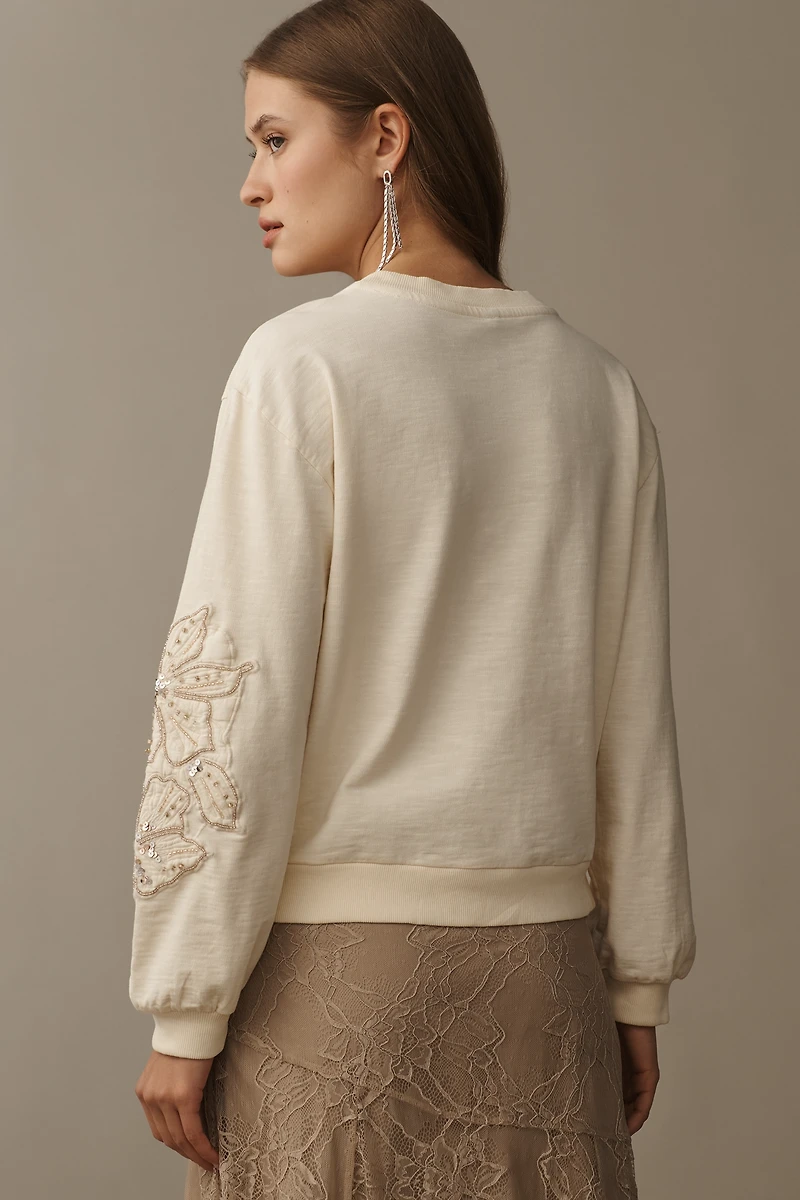 Pilcro Beaded Embroidered Sweatshirt