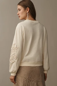 Pilcro Beaded Embroidered Sweatshirt