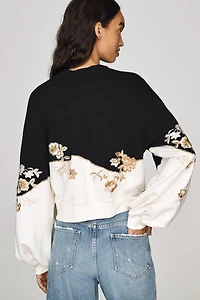 By Anthropologie 100% Cotton Embroidered Sweater