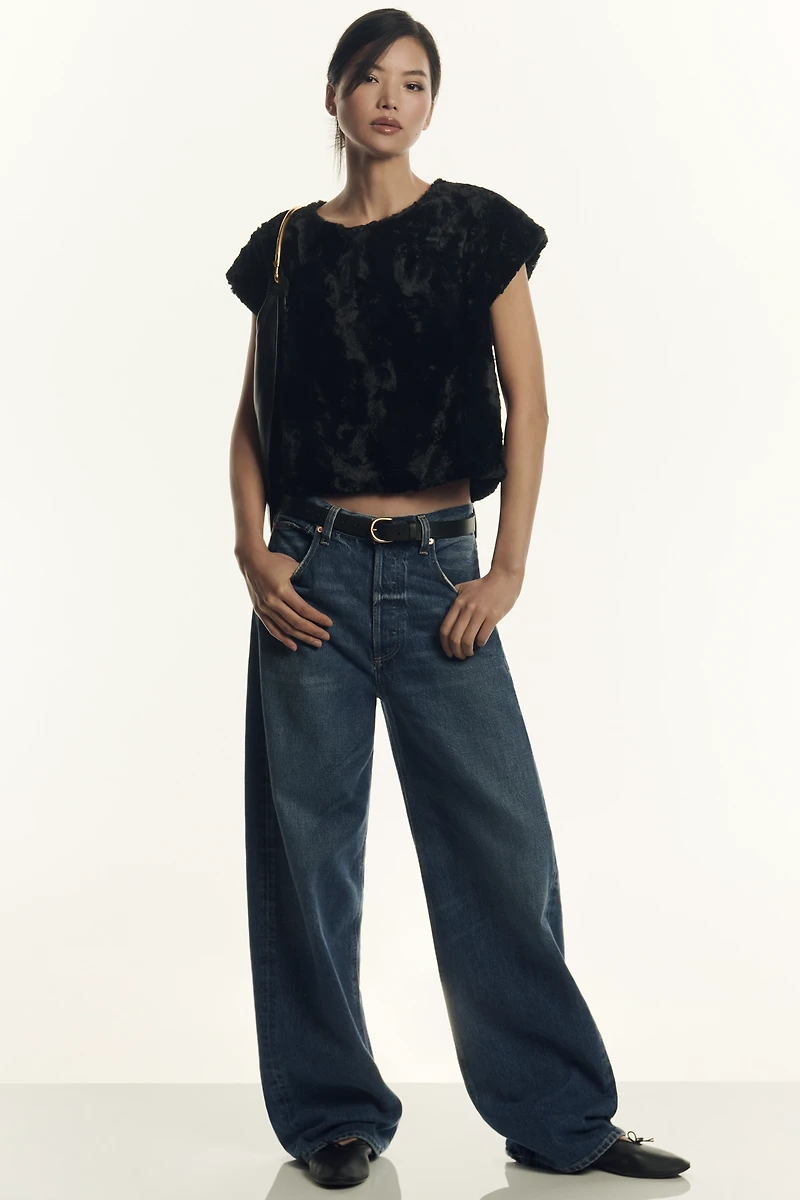 Maeve Faux-Fur Tee
