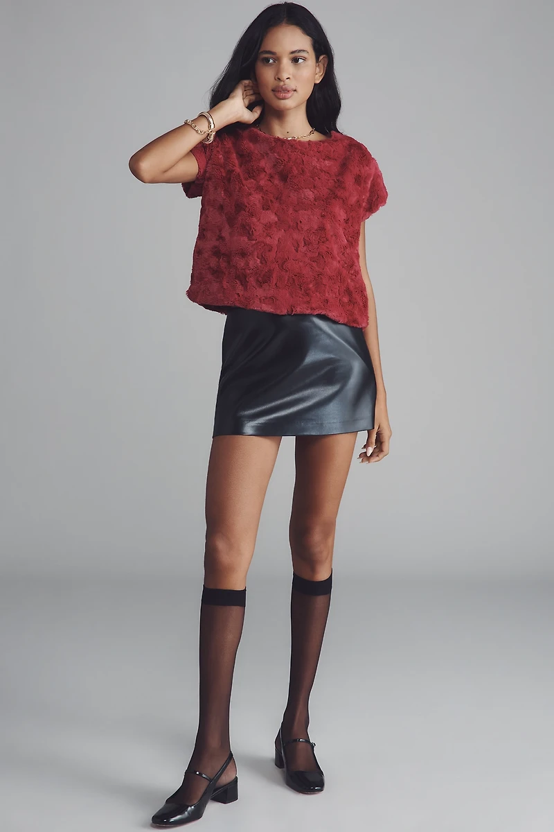 Maeve Faux-Fur Tee