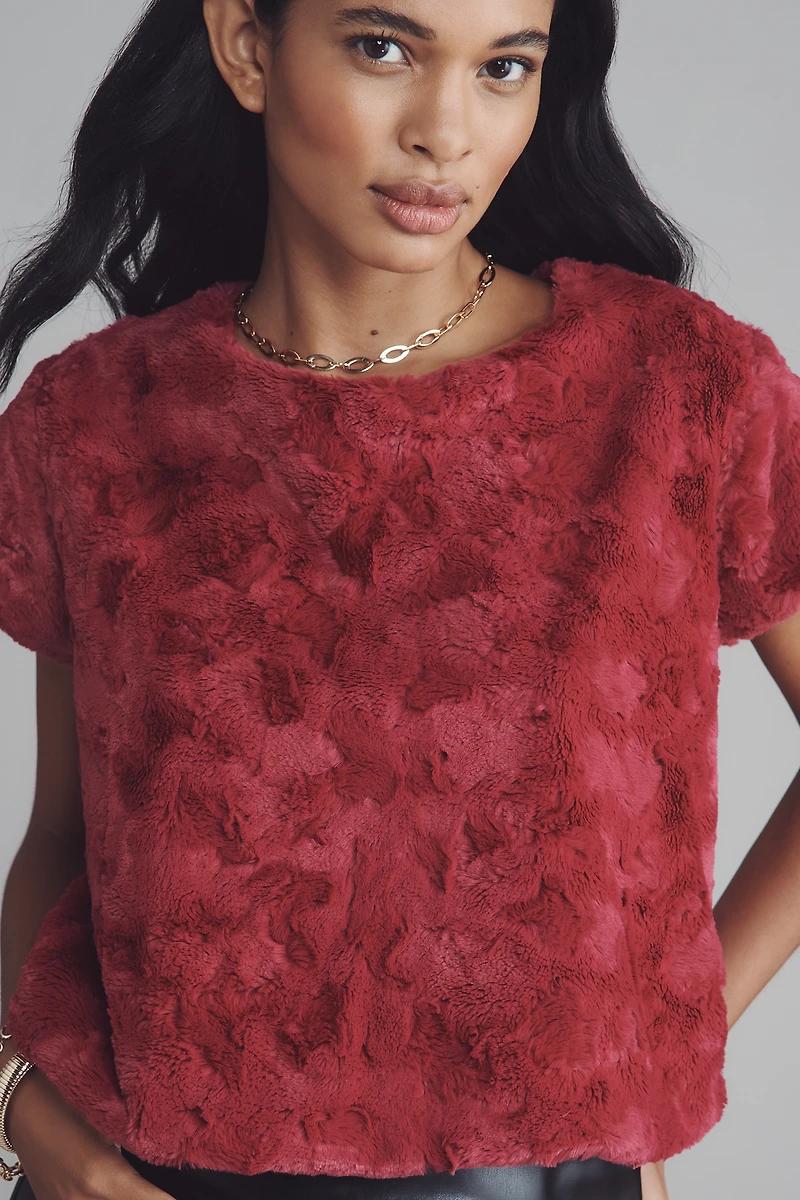 Maeve Faux-Fur Tee