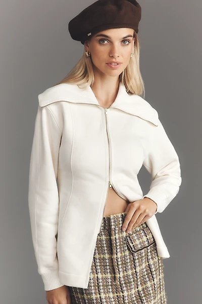 Maeve Long-Sleeve Zip-Front Top