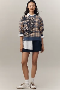 Maeve Graphic Plaid Sweatshirt