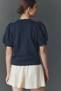 Maeve Puff-Sleeve Swan Pullover