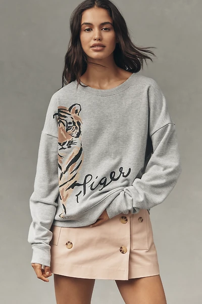 Maeve Tiger Graphic Sweatshirt