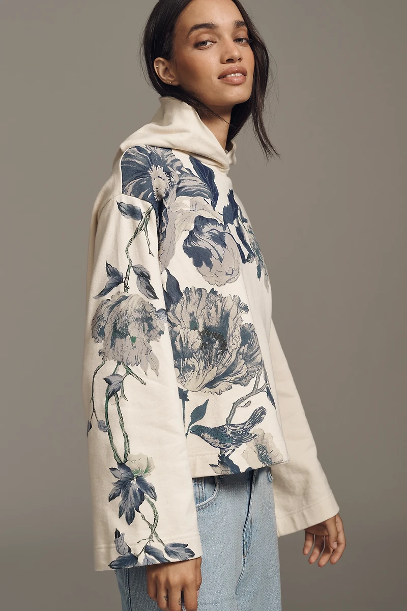 By Anthropologie Floral Hooded Sweatshirt
