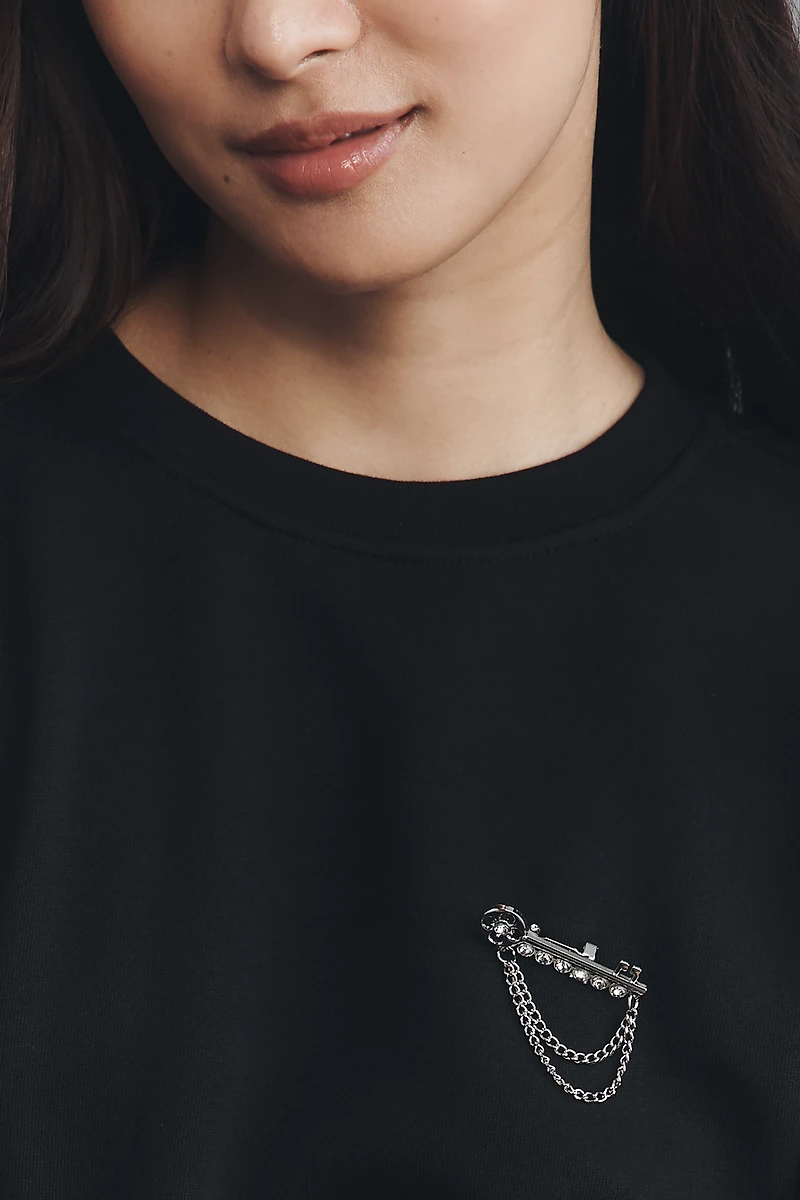 Maeve Brooch Embellished Sweatshirt